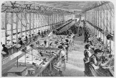 Women in a watch factory in Waltham, Massachusetts, 1870 by American School